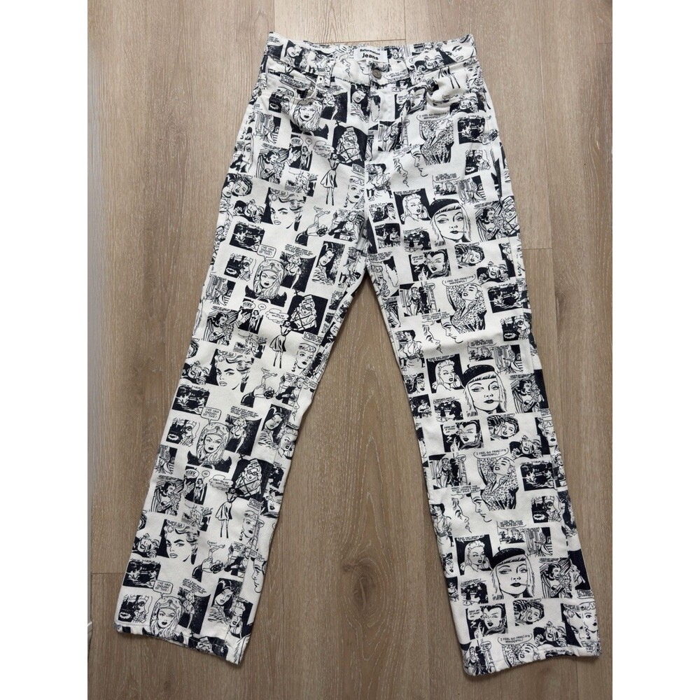 Reformation Newsprint High Rise Straight Long Jeans 27 Comic ASO Kendall Jenner⁠